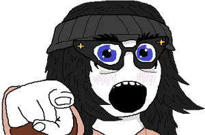 soytan, avengers, beanie, blue eyes, blush, clothes, female, glasses, hair, hands