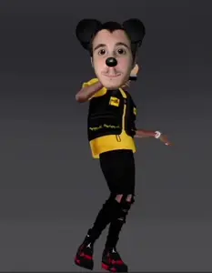 mickey mouse, air jordans, black eyes, black hair, black jacket, black pants, capcut, closed mouth, clothes, communiaryan