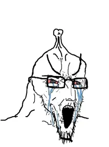 soyak, cupboy, soyak (crying), angry, bloodshot eyes, brainlet, crying, glasses, large eyebrows, open mouth