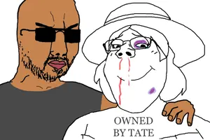 chudjak, gapejak, female gapejak, wholesome soyjak, femjak, andrew tate, arm, blood, bruise, closed mouth
