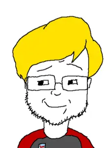 nate higgers, unknown, natejak, 1 year on bald men with glasses website, award, badge, black eyes, blonde hair, closed mouth, cobson killer