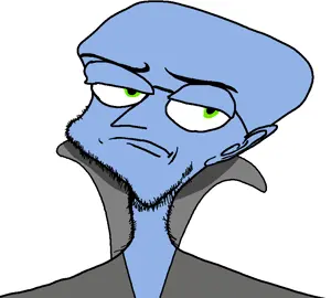 megamind, weirdpenis, wonkywilly, blue skin, closed mouth, deformed, disappointed, distorted, ear, frown