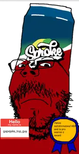 gapejak, mustached gapejak, 1soyjak, award, bald, black eyes, blue skin, brapped comment section☣️☣️☣️ do not enter☣️☣️☣️, closed mouth, fastest brapped up post ⚠️⚠️⚠️