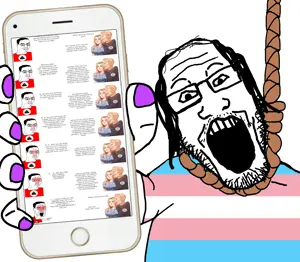 yes chad, bernd, chudjak, markiplier soyjak, phoneplier vertical, troonjak, showing phone, ack, angry, arm