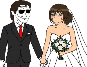 patrick bateman, wojak, soyak, doctos, soyak (cheeky), soygirl, femjak, 2soyjaks, brown hair, cheeky