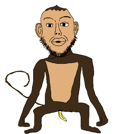 nojak, noejak, 1soyjak, banana, black eyes, brown hair, brown skin, ears, food, fruit