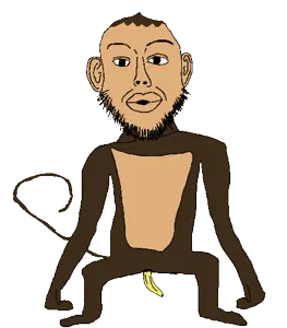 nojak, noejak, 1soyjak, banana, black eyes, brown hair, brown skin, ears, food, fruit