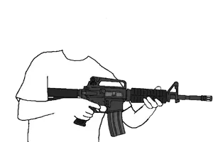 accessory, ar-15, arm, assault rifle, carbine, clothes, firearm, gun, hands, headless