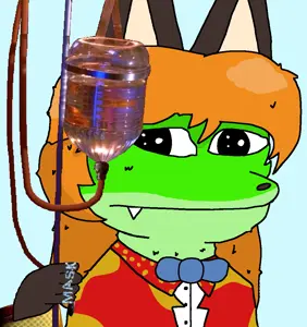 averi, pepe, amphibian, animal, animal ears, anthro, black eyes, blue background, bowtie, closed mouth