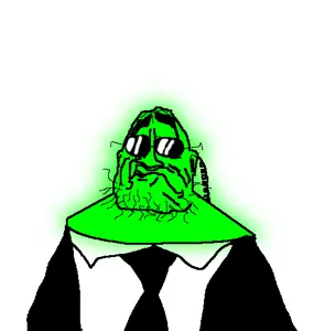 soldier (team fortress 2), whitenigga, glowie, 1soyjak, bald, black eyes, black glasses, closed mouth, clothes, earpiece