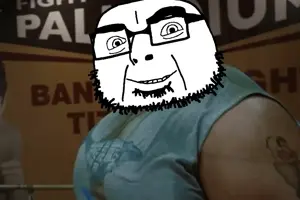 the blob, cobson, olgolstein, proud olgolians, 1soyjak, bald, black eyes, bosnian, extremely obese, fat