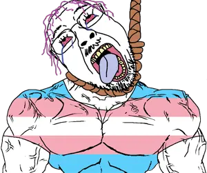 bernd, chudjak, chudjak front, hanging troonjak, muscular chud, troonjak, ack, bloodshot eyes, buff, crying
