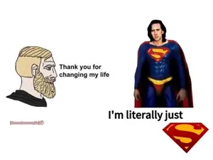 superman, yes chad, beard, blonde hair, closed mouth, dc comics, gray eyes, hair, hope, hope won