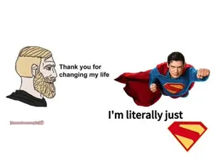superman, yes chad, beard, blonde hair, closed mouth, dc comics, gray eyes, hair, hope, hope won
