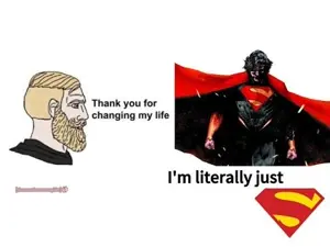 superman, yes chad, beard, blonde hair, closed mouth, dc comics, gray eyes, hair, hope, hope won