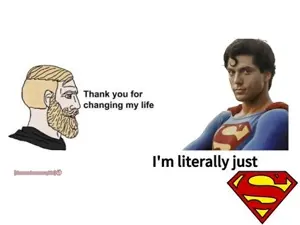 superman, yes chad, beard, blonde hair, closed mouth, dc comics, gray eyes, hair, hope, hope won