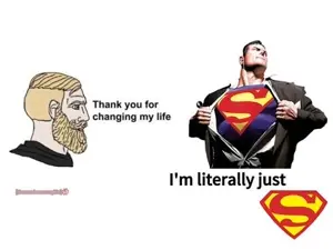 superman, yes chad, alex ross, beard, blonde hair, closed mouth, dc comics, gray eyes, hair, hope