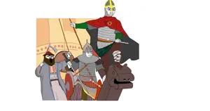 chudjak, tony soprano soyjak, 3soyjaks, armor, battle, beard, belarus, black eyes, brown hair, classical art parody