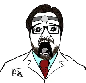 dr. soyberg, rafaeljak, soyak, doctos, doctos front, 1soyjak, beard, black eyes, brown hair, chubby