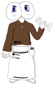 asstan, soytan, 1soyjak, ass, bald, blue eyes, blush, booty cheeks, brown shirt, butt