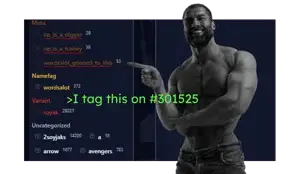 gigachad, beard, buff, front view, gigaquoting, gray background, gray eyes, gray hair, gray skin, green text