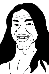isabel, eyebrows, hair, half open mouth, long hair, no glasses, open eyes, shaved, stubble, teeth