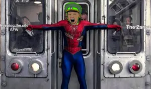 glowie, brown skin, cap, central intelligence agency, clothes, drool, english text, glowing, green hat, hat