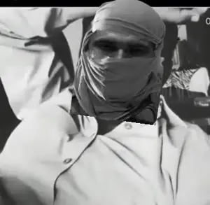 gigachad, gigamilk, announcement, balaclava, black and white, buttoned shirt, camouflage, gigajihad, hahahaahahahahahaahahaha, happy