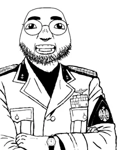 ippo makunouchi, ippojak, 1soyjak, armband, bald, benito mussolini, big head, black eyes, clothes, fascism