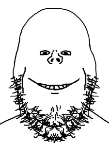 gapejak, impish soyak ears, danish twist, gapejak front, impish front, frontjaks, 1soyjak, bald, black eyes, closed mouth