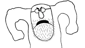 unknown, 1soyjak, angry, angry eyebrows, angry face, bald, big chin, big jaw, black eyes, cartoon