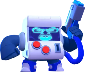 8bit(brawl stars), feraljak, 1soyjak, 3d, angry, arcade, bald, blue eyes, blue skin, brawl stars