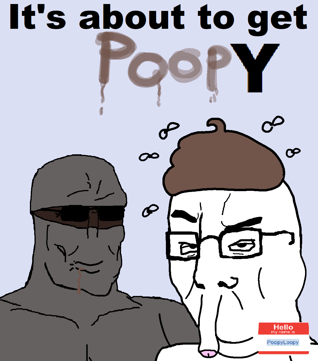 chudjak, perceptive chud, its about to get sooty, 2soyjaks, animal, bald, blue background, buff, bug, bugs