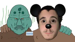 commiejak, disgusting trevorcreature, mickey, no more brother wars, angry, bald, black hair, blue skin, brown skin, closed mouth