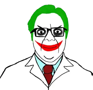 the joker, rafaeljak, 1soyjak, black eyes, chubby, closed mouth, clown, front view, glasses, green hair