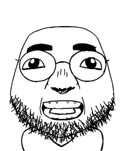 ippo makunouchi, ippojak, useful soys, 1soyjak, bald, big head, black eyes, front view, glasses, ias