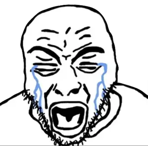 rupturejak, 1soyjak, bald, closed eyes, crying, eyebrows, front view, hair, lips, no glasses
