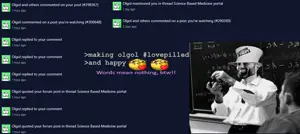 gigachad, gapejak, wholesome soyjak, gigachaded, booru notification, official nuurumojis, blue background, dark background, desk, glasses
