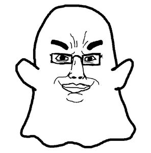chudjak, chudjak front, 1soyjak, bald, black eyes, closed mouth, full body, ghost, glasses, halloween