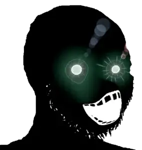 soyak, soyak (crazed), thougher, bald, black skin, crazed, glowing, glowing eyes, inverted, open mouth