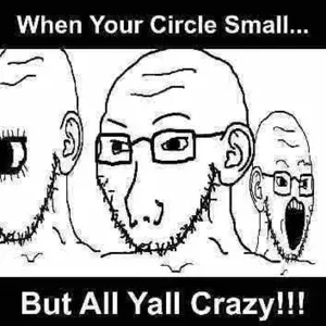 wojak, soyak, 3soyjaks, bald, big eyes, big mouth, big nose, caption, curious, deep fried