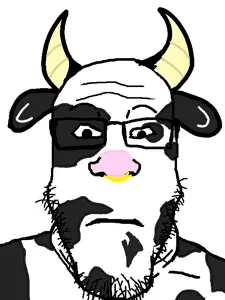 markiplier soyjak, neutralplier, 1soyjak, animal, animal ears, bald, black and white, black eyes, black skin, bovine