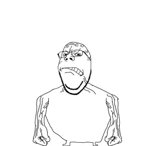 gapejak, wholesome soyjak, 1soyjak, angry, bald, black eyes, chin, clenched fists, double chin, feet