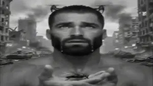 gigachad, gigafly, ack, animal, beard, black eyes, black hair, blood, buff, bug