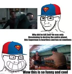 general zod, superman, soyak, so true!, calarts, 2soyjaks, bald, black eyes, closed mouth, frown