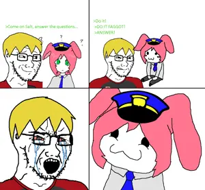 femsalt, nate higgers, saltmii, soyak, soyak (enraged), natejak, angry, animal ears, blonde hair, bunny ears