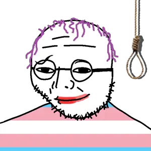i got the aids down in africa, balding, closed mouth, clothes, forehead lines, glasses, hair, lipstick, object, pink hair