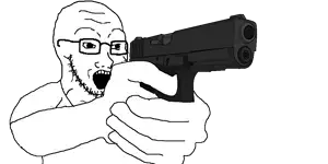 soyak, 1soyjak, arm, bald, clothes, finger, firearm, glasses, glock, glock 17