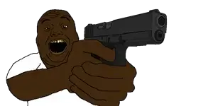 mopupu, alicia, 1soyjak, arm, black skin, clothes, finger, firearm, glock, glock 17