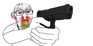 feraljak, feralrage, 1soyjak, angry, arm, blood, blood from nose, bloodshot eyes, clenched teeth, clothes